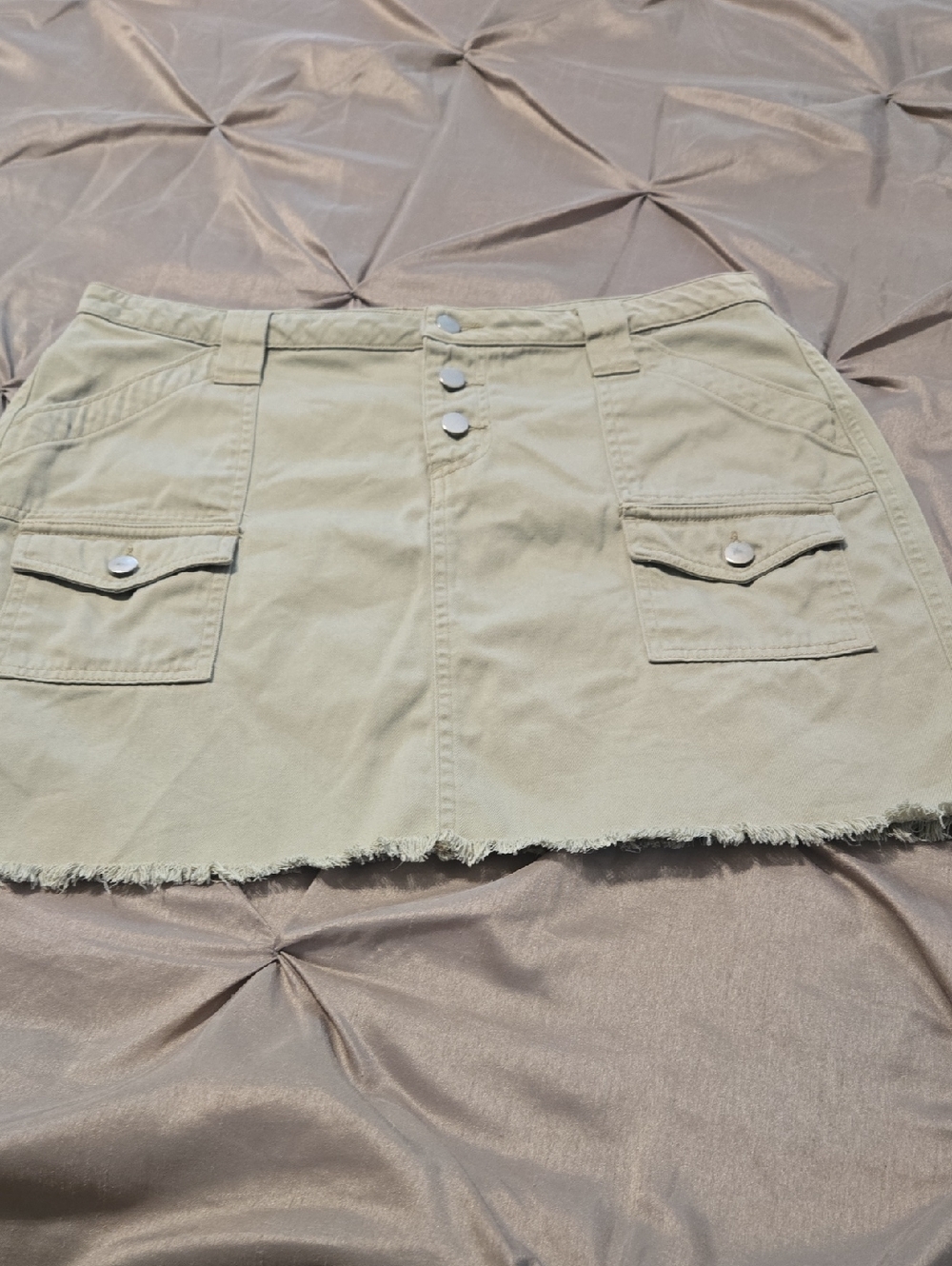 Moda International Tan Cotton Skirt with Utility Details